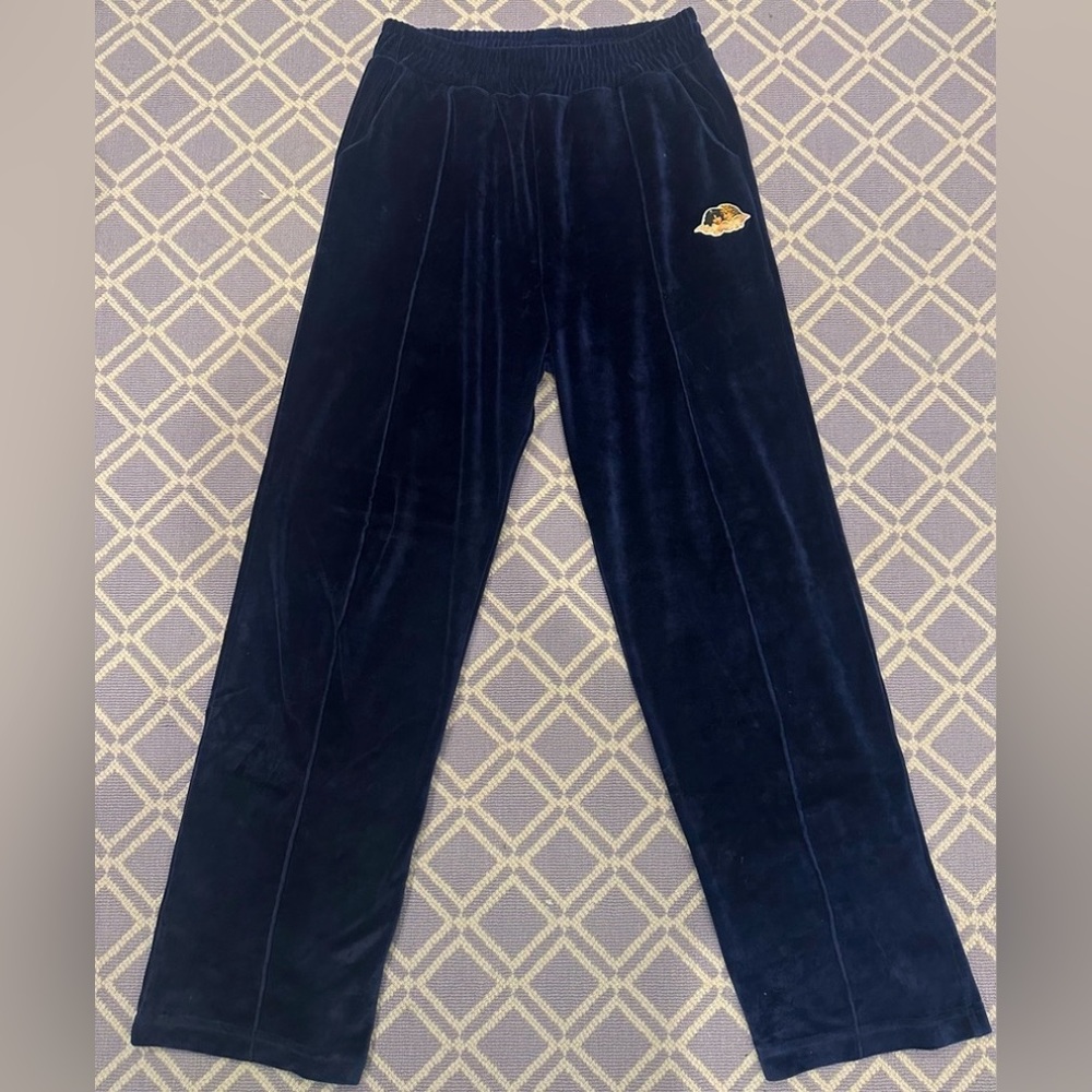 Fiorucci Velour Wide Leg Pants in Navy